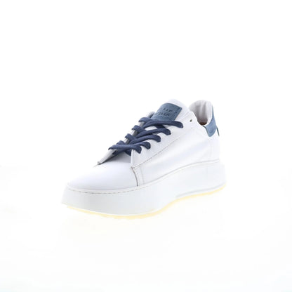 Hannie Womens White Leather Lace Up Lifestyle Sneakers Shoes