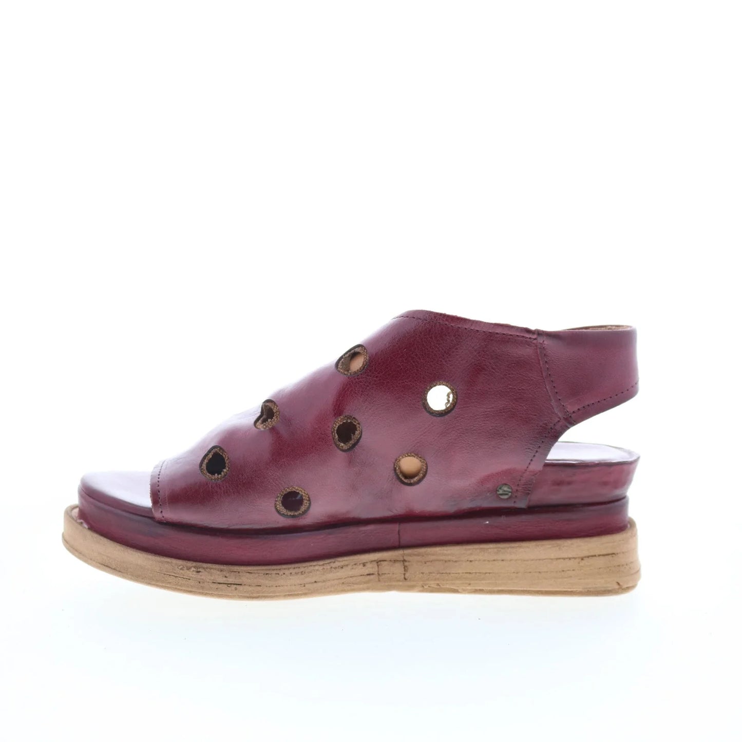 Larry Womens Burgandy Leather Hook & Loop Strap Sandals Shoes