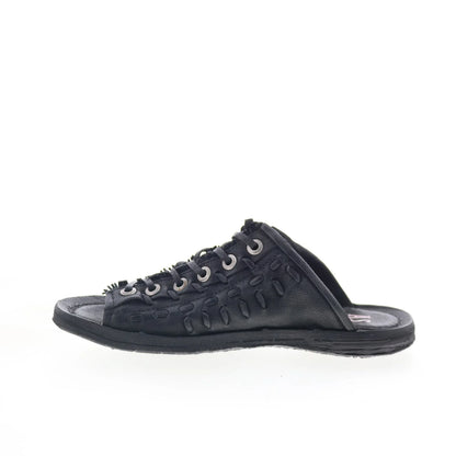 Regis A16032-101-6002 Womens Black Leather Slides Sandals Shoes