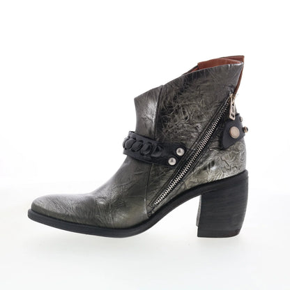 Ridley Womens Silver Leather Zipper Ankle & Booties Boots