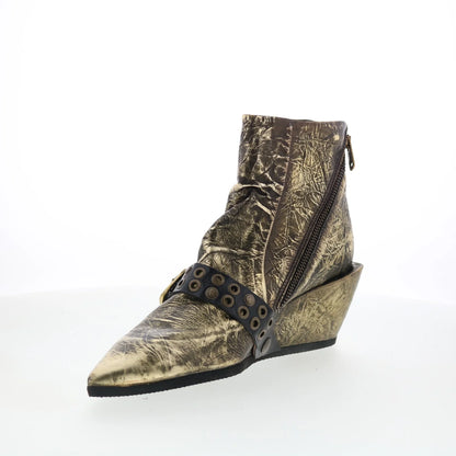 Maxie Womens Gold Leather Zipper Ankle & Booties Boots