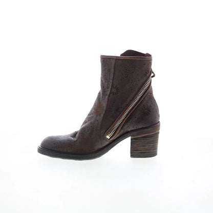 Jase Floral Womens Brown Leather Zipper Casual Dress Boots