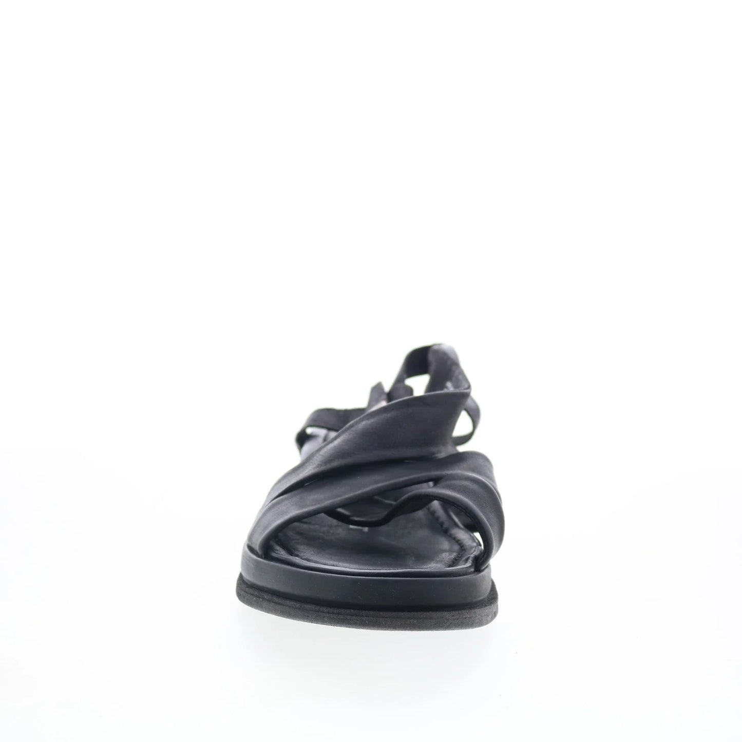 Salvie Womens Black Leather Hook & Loop Strap Sandals Shoes
