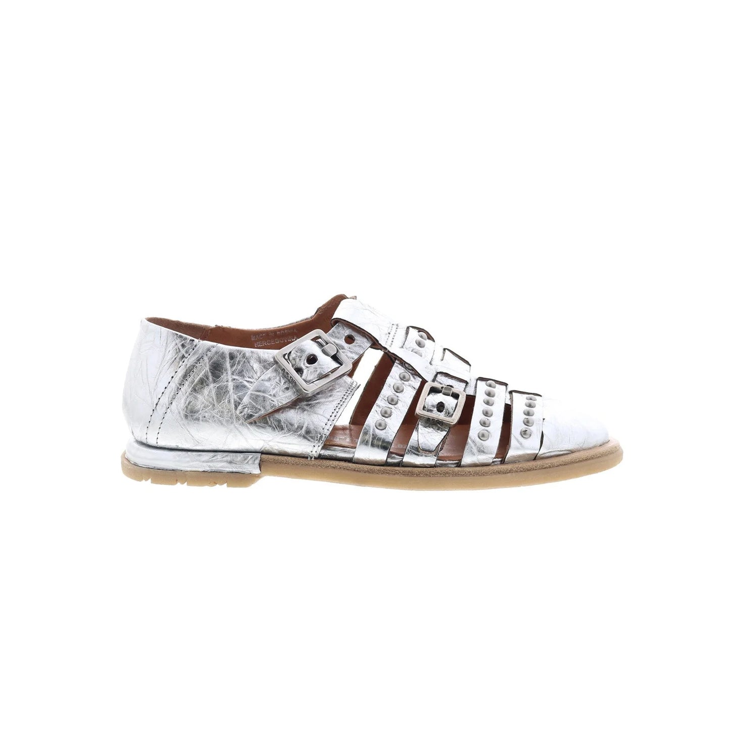 Thorpe Womens Silver Leather Hook & Loop Loafer Flats Shoes
