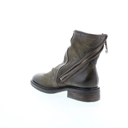 Fleetwood Womens Green Leather Zipper Casual Dress Boots