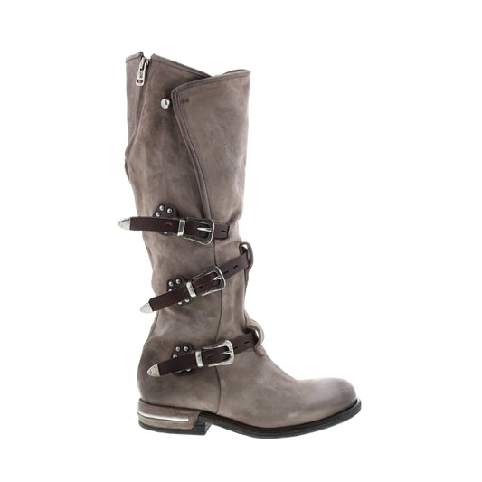Trigg 516323-203 Womens Gray Leather Hook & Loop Knee High Boots