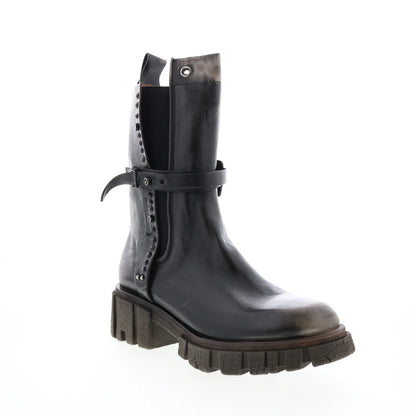 Hallsey A54202-101 Womens Black Leather Casual Dress Boots