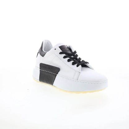 Hannie Womens White Leather Lace Up Lifestyle Sneakers Shoes