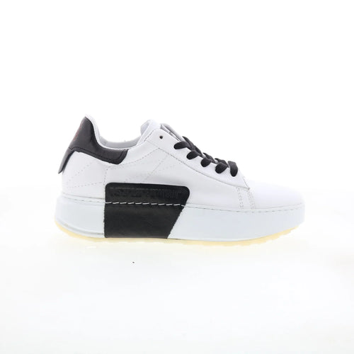 Hannie Womens White Leather Lace Up Lifestyle Sneakers Shoes