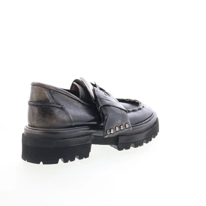 Heddy Womens Black Leather Slip On Loafers & Slip Ons Casual Shoes