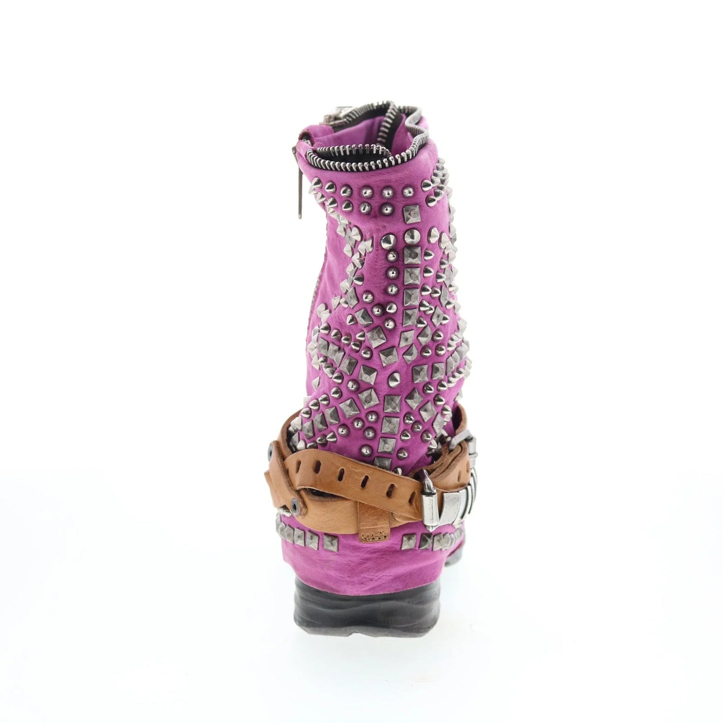 Sid Womens Purple Leather Zipper Casual Dress Boots