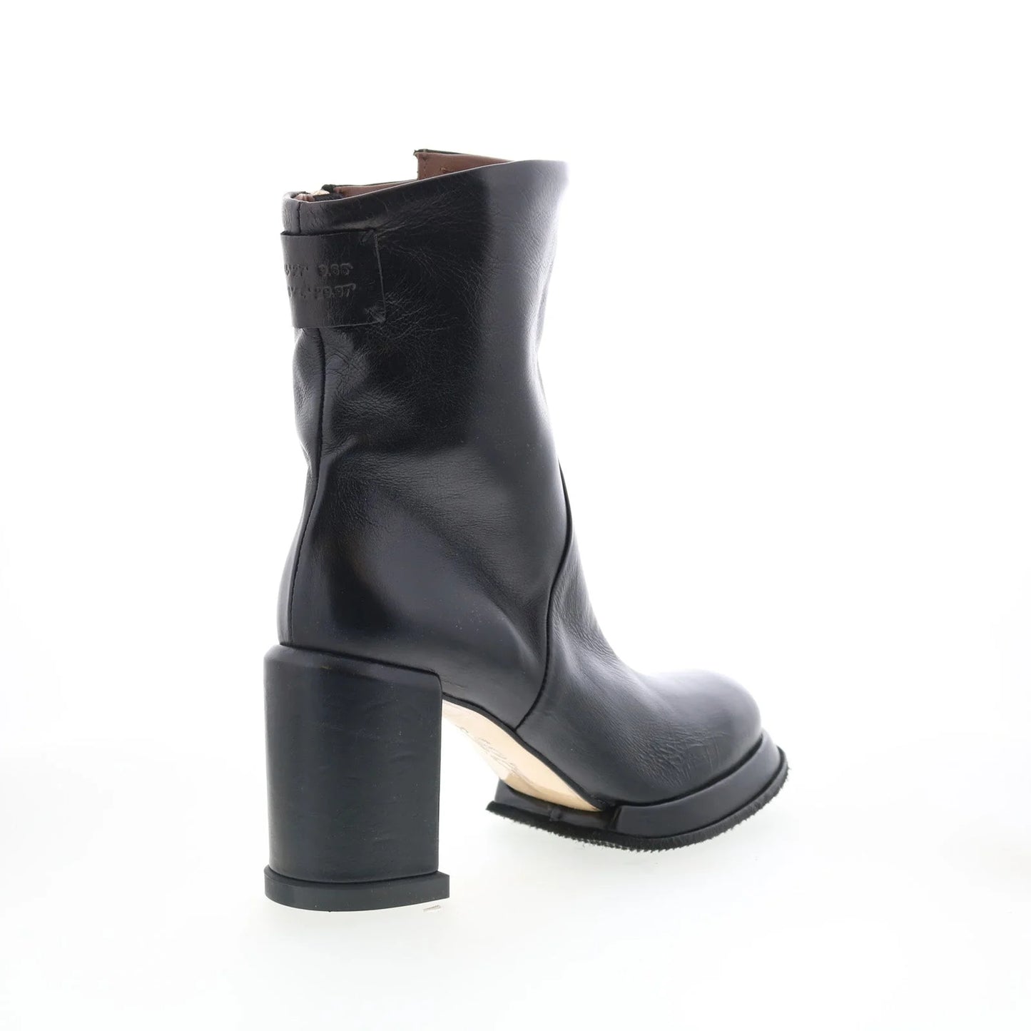 Leti Womens Black Leather Zipper Ankle & Booties Boots