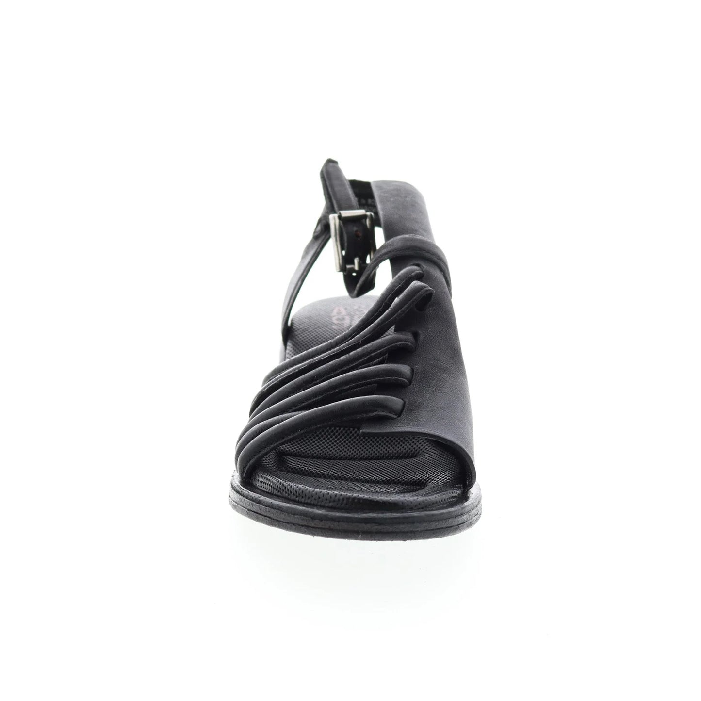 Simmy A70002-101 Womens Black Leather Hook & Loop Strap Heels Shoes
