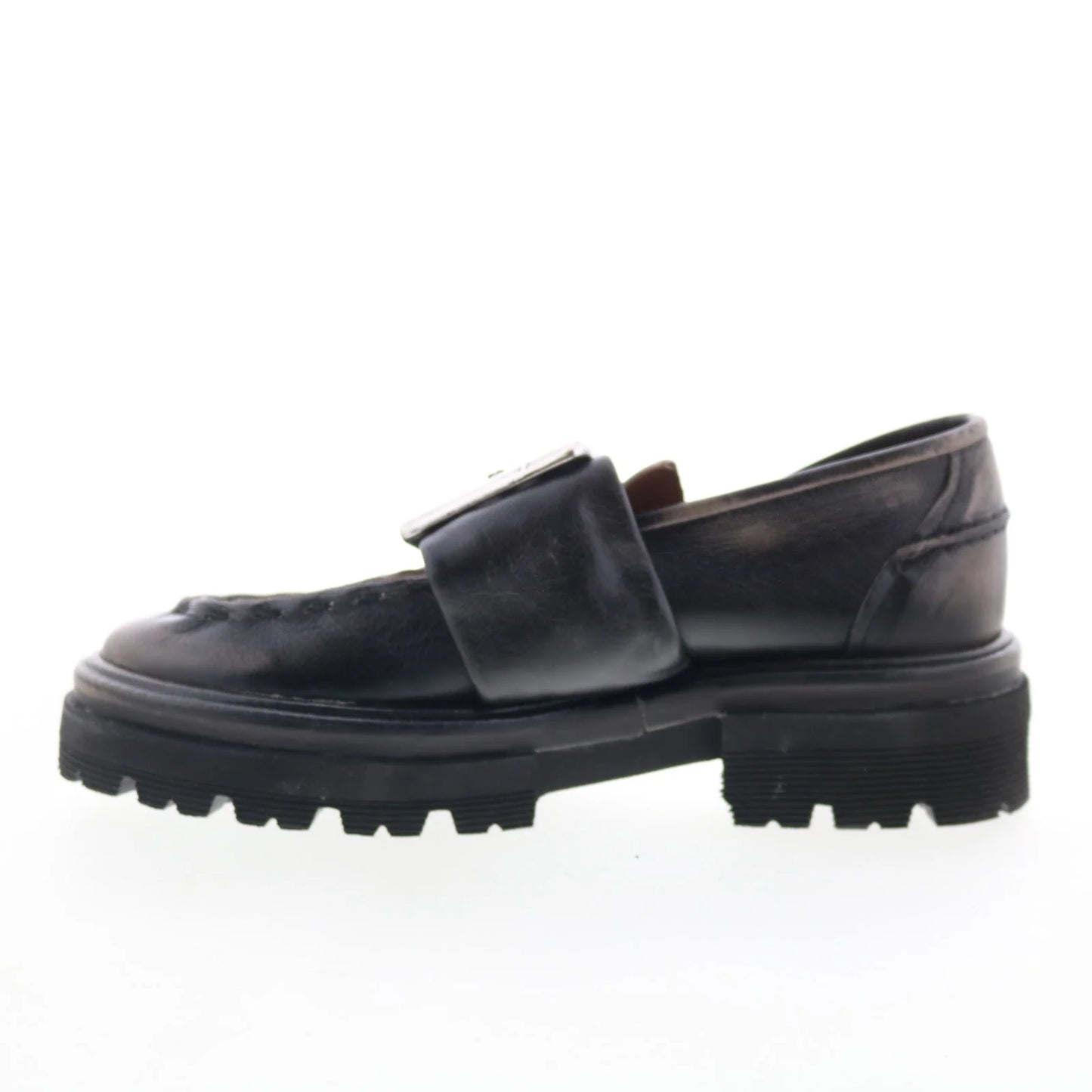 Heddy Womens Black Leather Slip On Loafers & Slip Ons Casual Shoes
