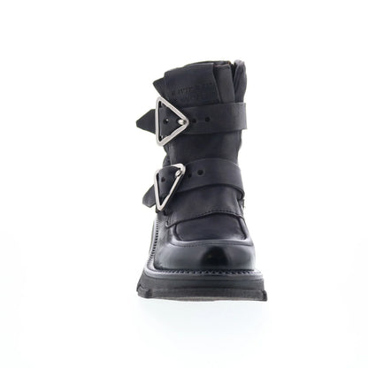 Loman Womens Black Leather Zipper Casual Dress Boots