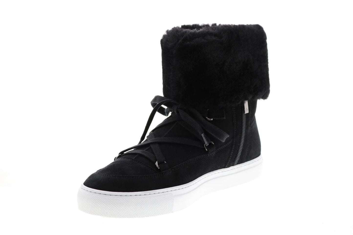 Aquatalia Valarie Suede Shearling Womens Black Suede Zip Laced Boots