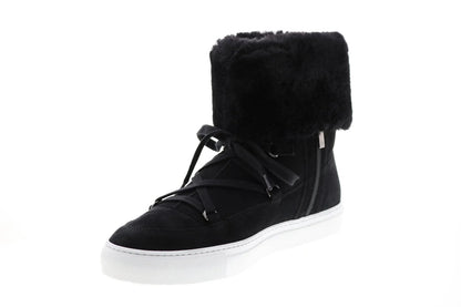 Aquatalia Valarie Suede Shearling Womens Black Suede Zip Laced Boots