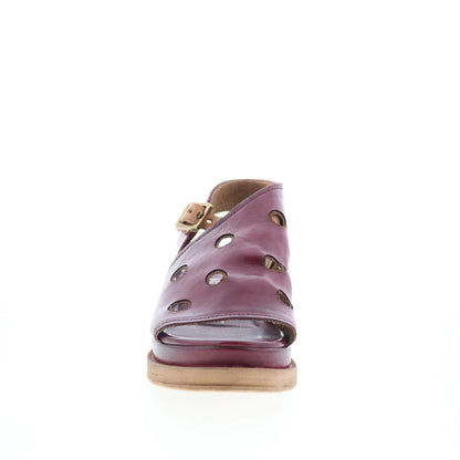 Larry Womens Burgandy Leather Hook & Loop Strap Sandals Shoes
