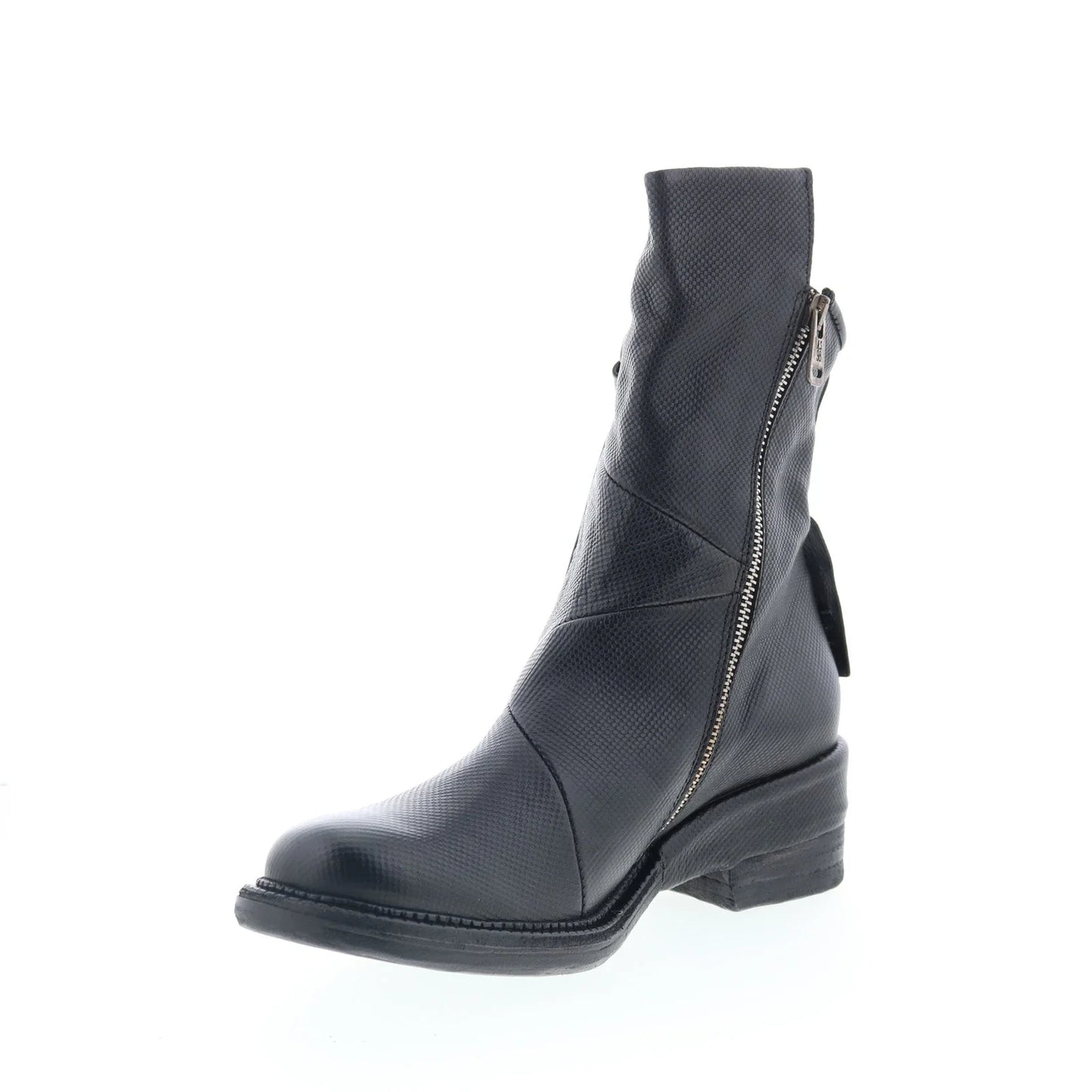 Stratford Womens Black Leather Zipper Casual Dress Boots