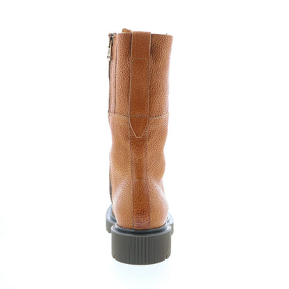 Trevy Womens Brown Leather Zipper Casual Dress Boots