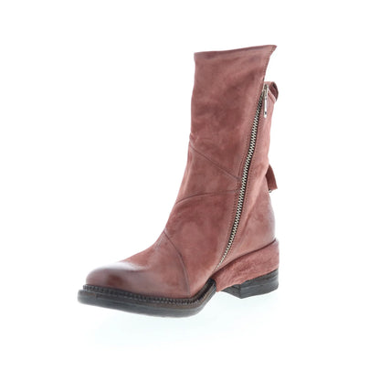 Stratford Womens Brown Leather Zipper Casual Dress Boots