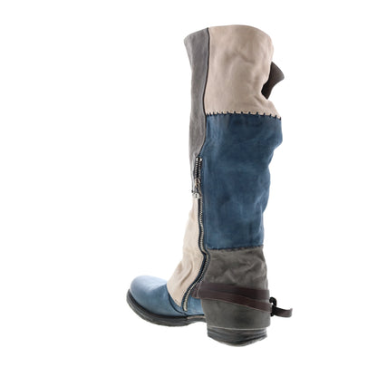 Salvador 717342-401 Womens Blue Leather Hook & Loop Knee High Boots