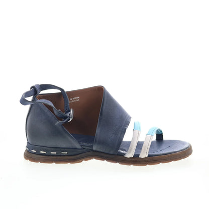 Merv A46005-101-0005 Womens Blue Leather Wedges Sandals Shoes