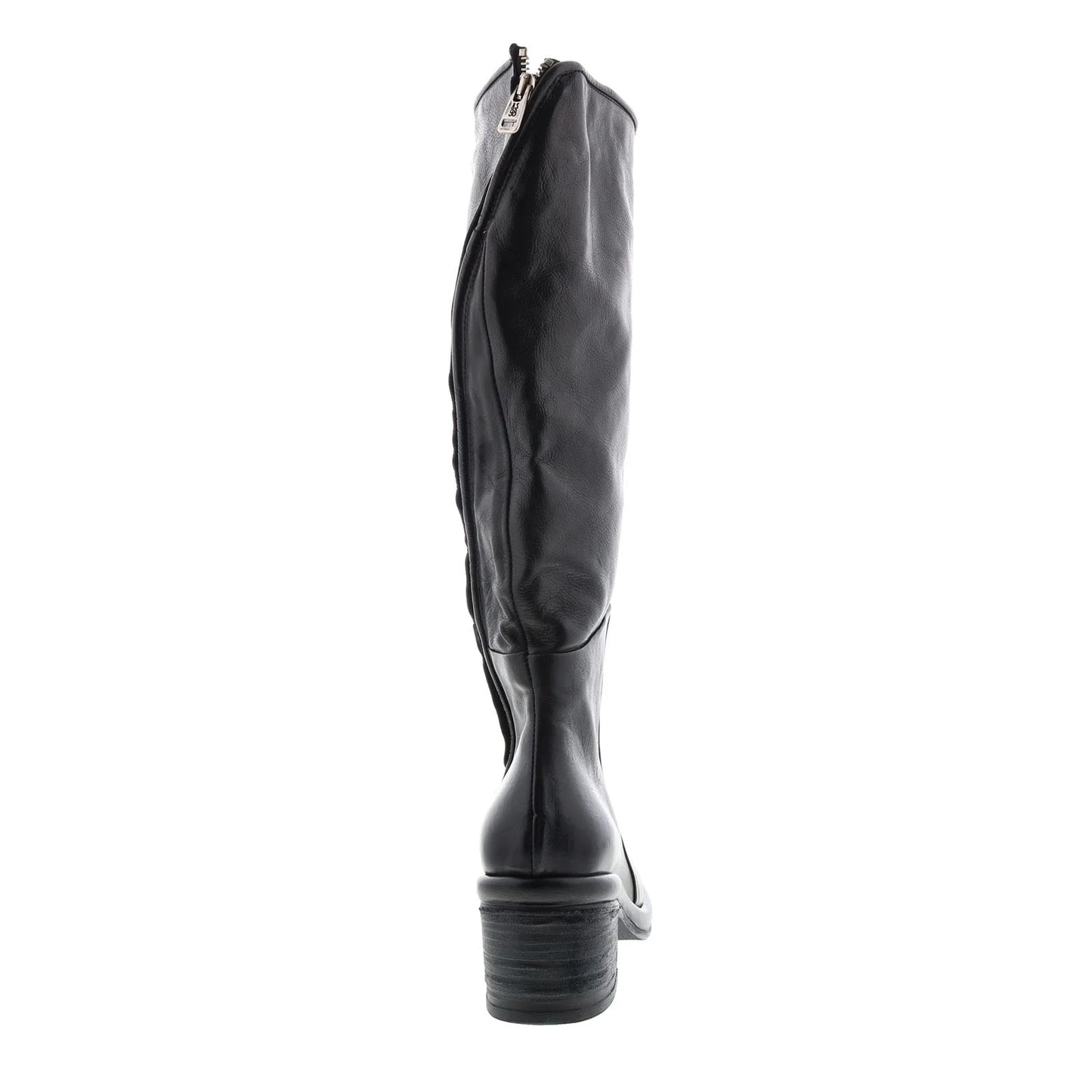 Lynton A95305-101 Womens Black Leather Zipper Knee High Boots