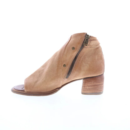Naldo Womens Brown Leather Zipper Heeled Sandals Shoes