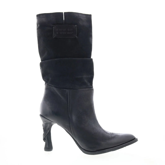 Faron Womens Black Leather Zipper Casual Dress Boots