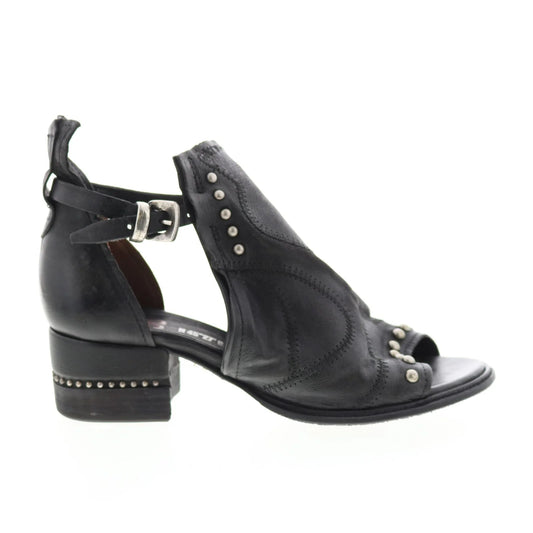 Maudie 672025-101 Womens Black Leather Heeled Sandals Shoes