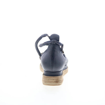 Laike Womens Black Leather Hook & Loop Platform Sandals Shoes