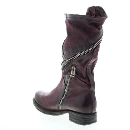 Siggs 259373-101 Womens Burgundy Leather Zipper Mid Calf Boots