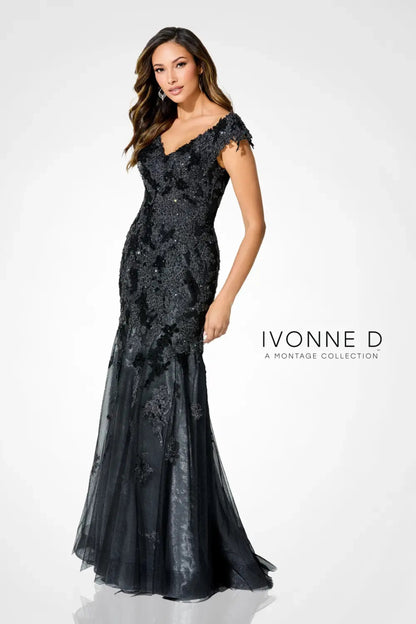 Ivonne D ID919 Long Mermaid Formal Lace Evening Dress