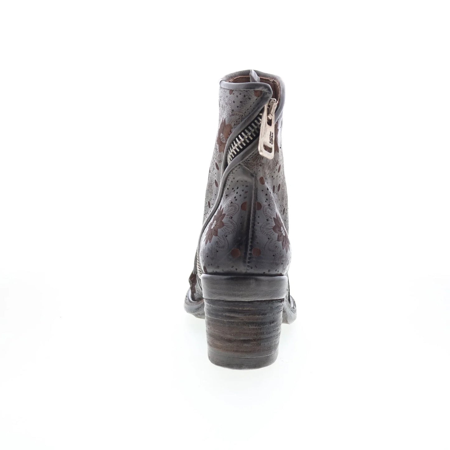 Jase Floral Womens Gray Leather Zipper Ankle & Booties Boots
