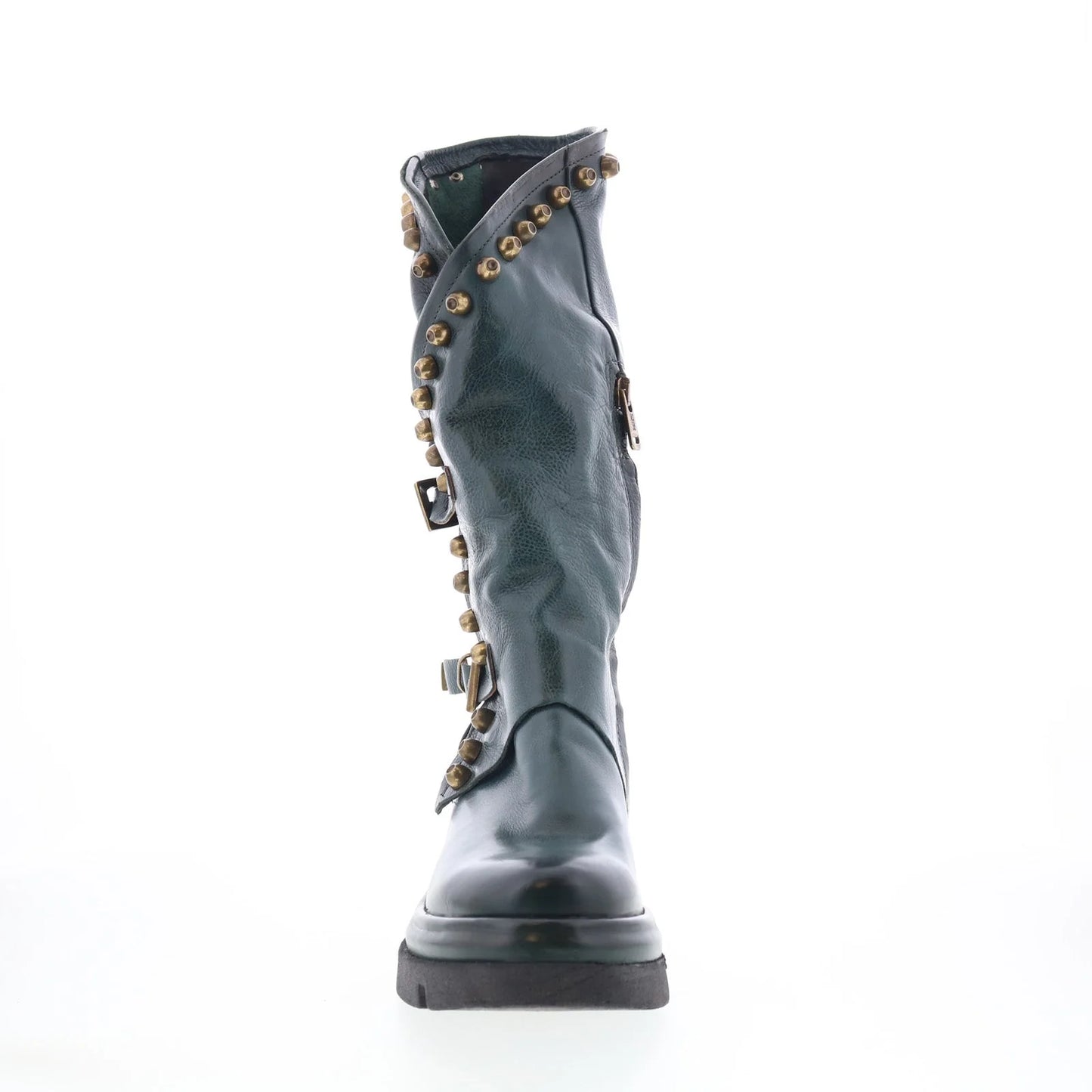 Easton Womens Green Leather Zipper Casual Dress Boots