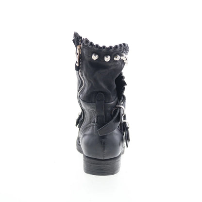 Vianne Womens Black Leather Zipper Casual Dress Boots