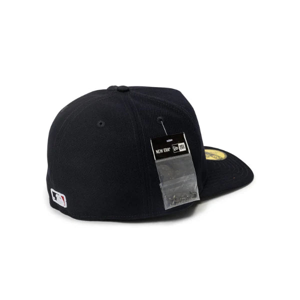 New Era Script Safety Pin Atlanta Braves A-Frame Fitted Hat - Navy