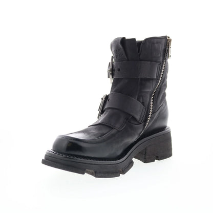 Loman Womens Black Leather Zipper Casual Dress Boots