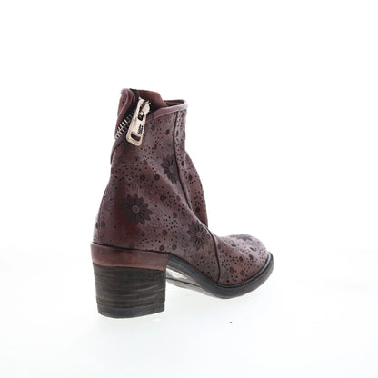 Jase Floral Womens Brown Leather Zipper Casual Dress Boots