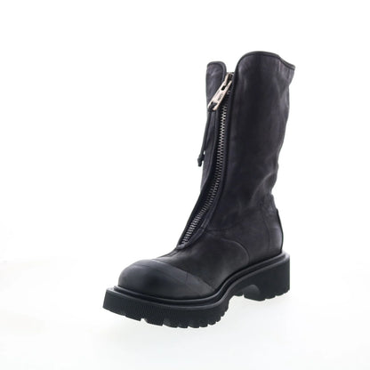 Tobie Womens Black Leather Zipper Casual Dress Boots