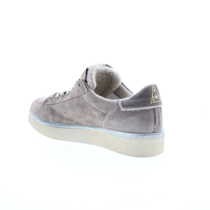 Flanch Mens Gray Leather Lace Up Lifestyle Sneakers Shoes