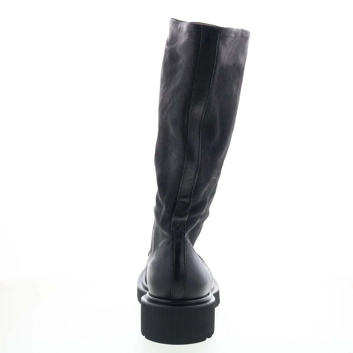 Tayton Womens Black Leather Zipper Knee High Boots
