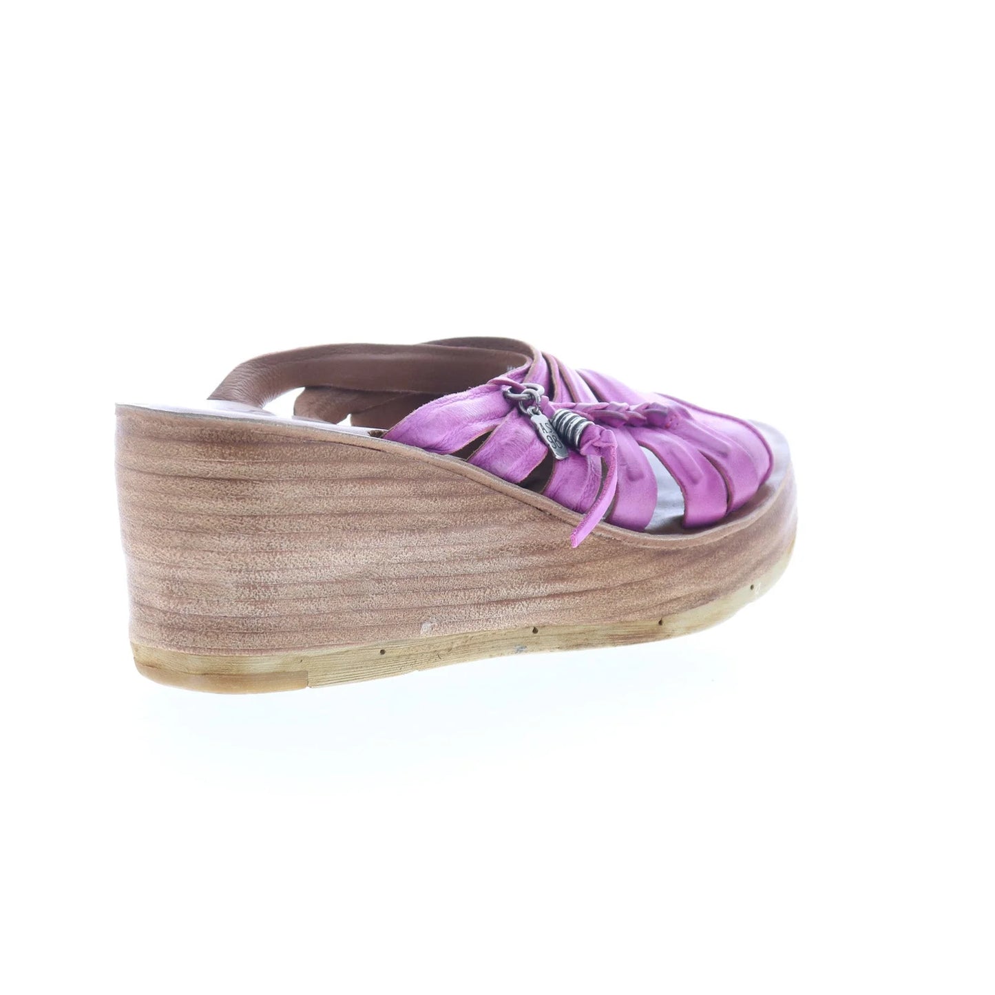 Nicolls Womens Purple Leather Slip On Wedges Sandals Shoes