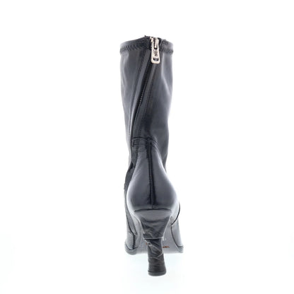 Felicia Womens Black Leather Zipper Ankle & Booties Boots