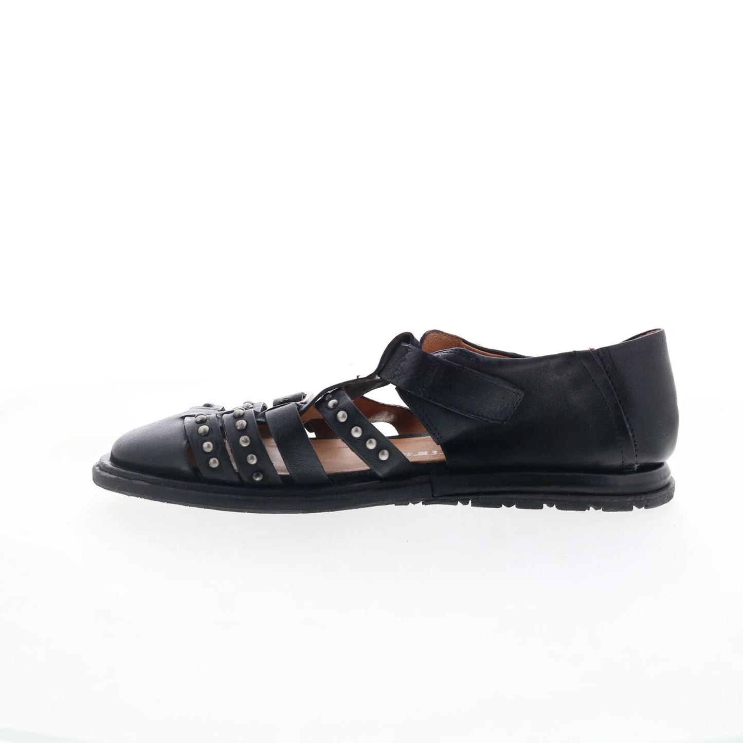 Thorpe Womens Black Leather Hook & Loop Loafer Flats Shoes