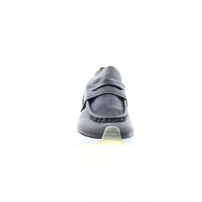 Elian Womens Black Leather Slip On Lifestyle Sneakers Shoes