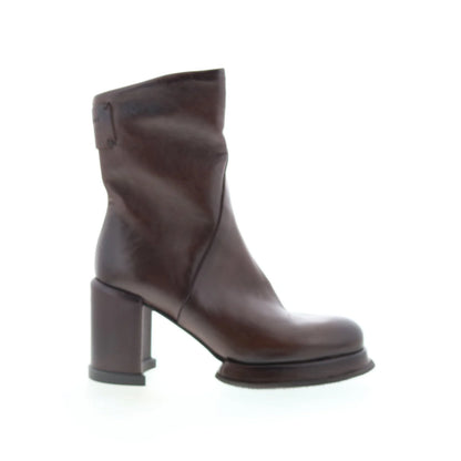 Leti Womens Brown Leather Zipper Ankle & Booties Boots