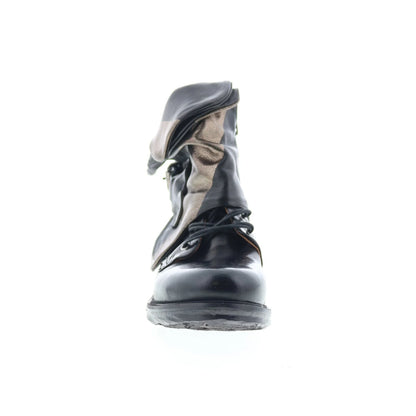 Sebby Womens Black Leather Hook & Loop Ankle & Booties Boots