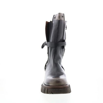 Hallsey A54202-101 Womens Black Leather Casual Dress Boots